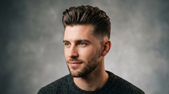 Textured Quiff Hairstyle Portrait With Modern Hair Styling
