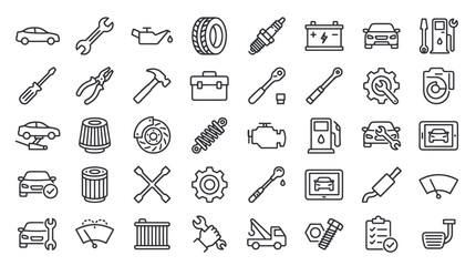 Naklejka premium Set of vehicle maintenance and auto service icons.