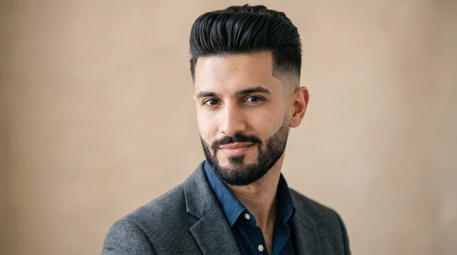 Professional Portrait With Modern Pompadour Hairstyle and Cinematic Lighting