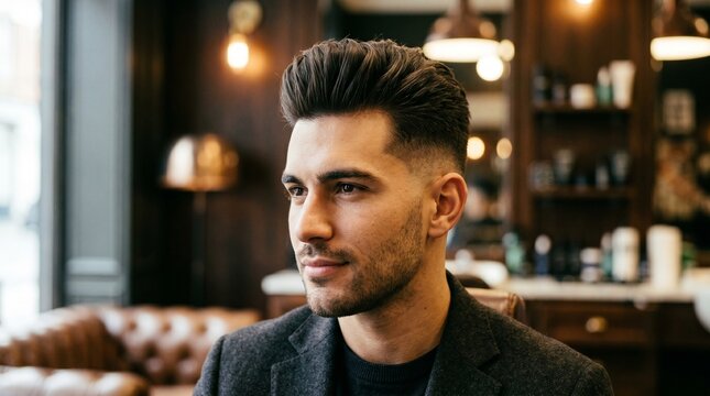 Professional Close Up Portrait With Modern Clean Quiff Hairstyle