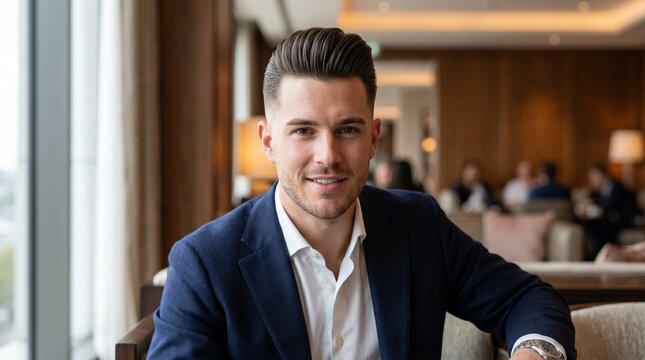 Ultra HD Male Headshot With Elegant Pompadour Hairstyle and Premium Style