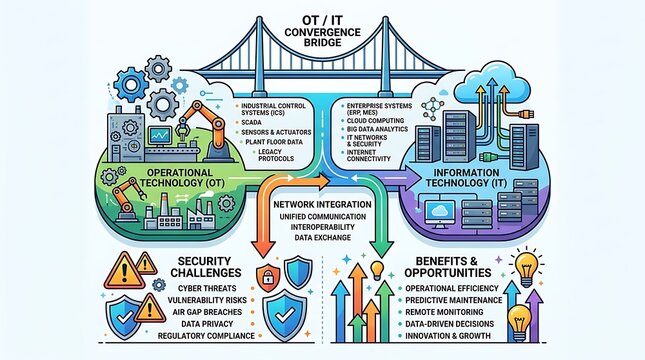 Operational and information technology convergence bridge infographic