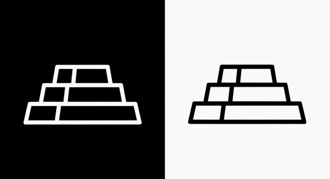 Minimal black silhouette icon, simple flat vector, bold black shape, no gradients, no shading stepped pyramid icon, ancient temple symbol, vector illustration on a, flat icon style