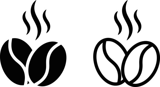 Hot coffee beans with steam rising from them, steaming coffe