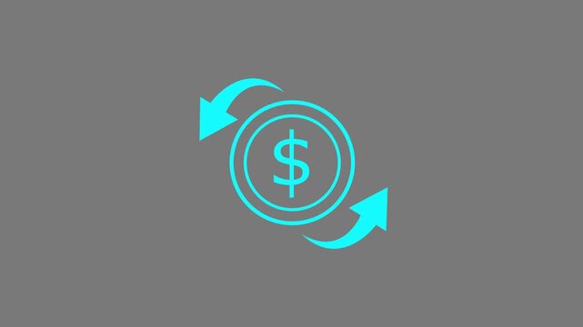 Animated us dollar currency symbol with rotating arrows for financial transactions, banking, and digital payment concepts,4k video.