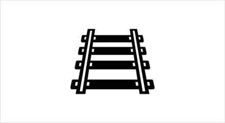 Simple Black and White Icon of Railroad Tracks. © Ana
