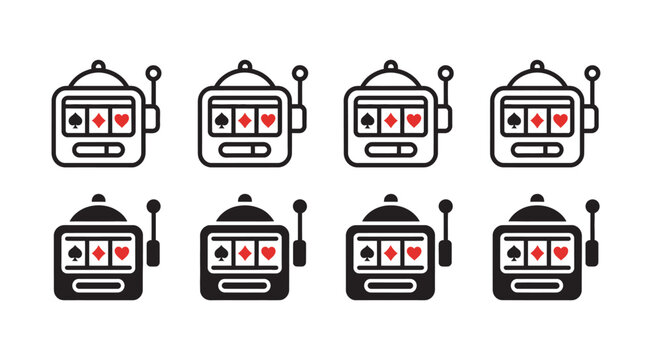 slot machine icon with four aces playing card symbols for casino gaming, jackpot, gambling and entertainment vector illustration