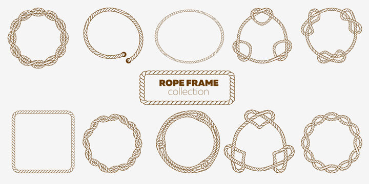 Decorative rope frames collection twisted cord borders multiple shapes vector illustration elements