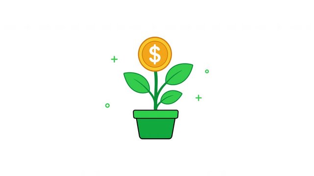 Money Plant Growth Investment Concept Seamless Loop