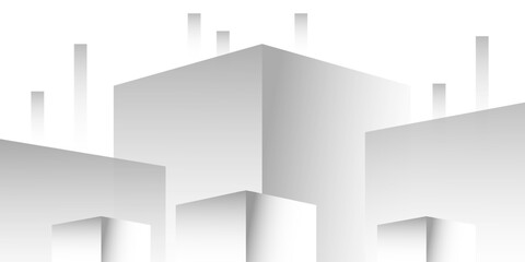 Fototapeta premium White and grey perspective room shape abstract background. banner modern design. vector illustration
