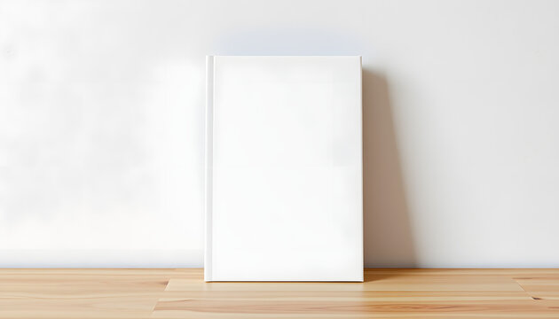 Hardcover Book Mock-Up - Dust Jacket. Backside. Wall Background, flat design. White tone