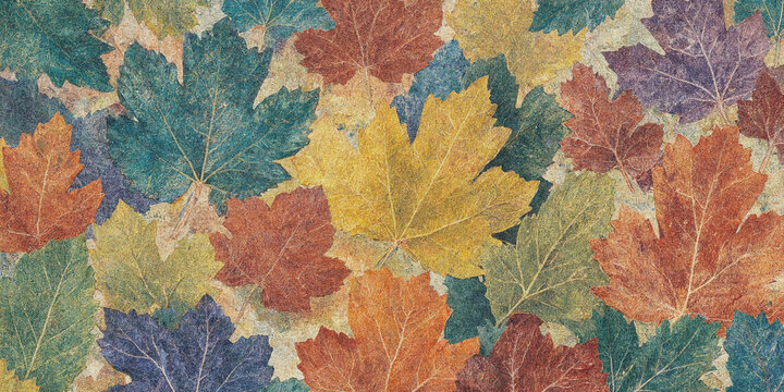 Autumn maple leaves pattern with vibrant autumnal colors and textured surfaces fall foliage leaf texture