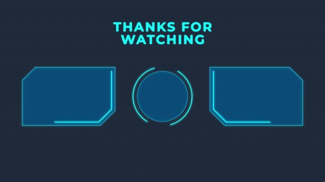 Futuristic Neon HUD YouTube End Screen Animation with Rotating Subscribe Circle and Video Frames
