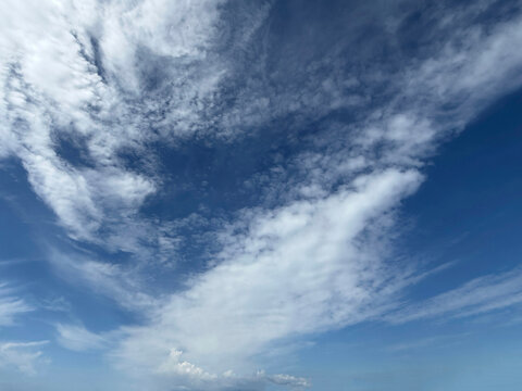 Blue sky with mixed white clouds