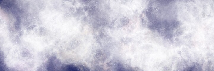 Fototapeta premium White, grey and lavender watercolor smoke panorama. Wide panoramic banner featuring a soft, cloudy blend of bright white, slate grey, and light lavender watercolor smoke