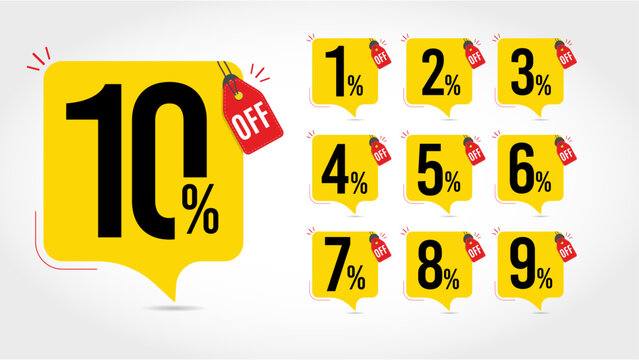 Sale Offer and Discount Numbers Set Vector Design Collection for Promotion and Pricing Labels