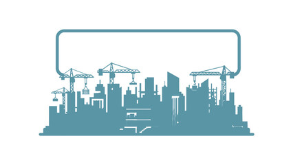 Obraz premium Cityscape Silhouette with Construction Cranes and Buildings