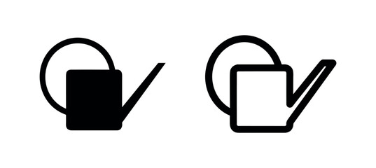 Watering can icon set. Solid and outline style gardening tool for plants symbol. © liubomir118809