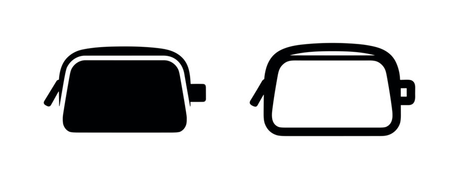 Cosmetic Bag and Makeup Pouch Icon Set. Beauty and Fashion Accessories Vector Illustration.