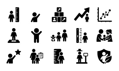 Obraz premium Bold Solid Child Growth and Pediatric Health Icons for Development App UI