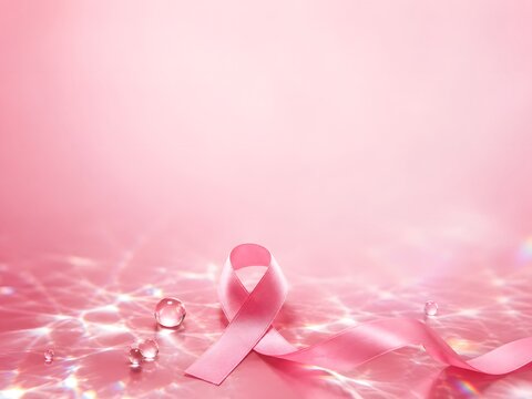 Breast cancer awareness pink ribbon symbol for support and research