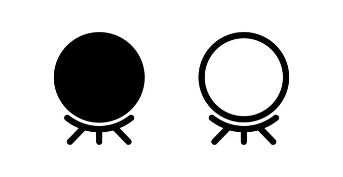 Crystal ball on stand icon, fortune teller sphere symbol