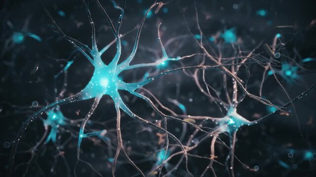 Neurons and Synapses in Human Brain - Neural Network Communication and Neuroscience Concept