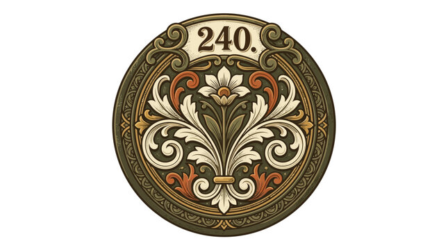Elegant Floral Emblem with Number 240