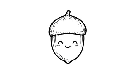 Cute happy acorn character with a smiling face © gambar