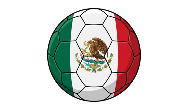 Soccer Ball with Mexico Flag Vector Illustration Isolated on White Background