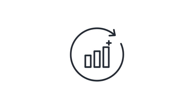 Growing upward bar chart with upward arrow in circular loop Vector
