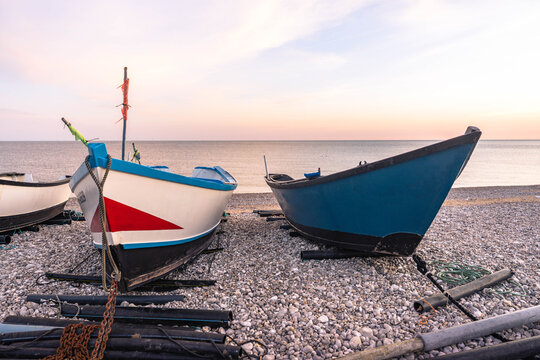 Peaceful seaside views of Yport near &Eacute;tretat reveal the impressive cliffs and beautiful coastline that define Normandy France.