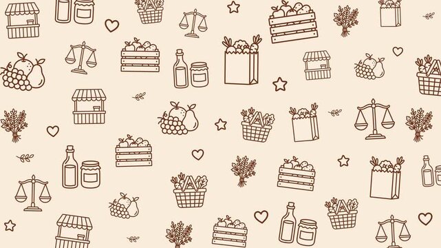 Farmers Market Pattern With Fresh Produce Icons