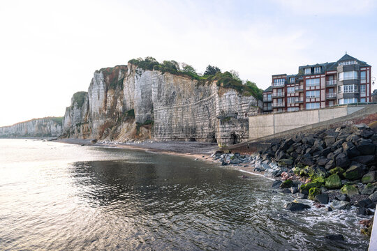 Yport near &Eacute;tretat features spectacular coastal cliffs charming seaside architecture and beautiful beaches on the Normandy coast.