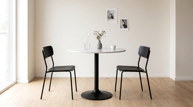 Modern Dining Table and Chairs in Bright, Minimalist Interior