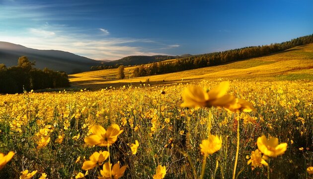 Yellow Flowers In A Field