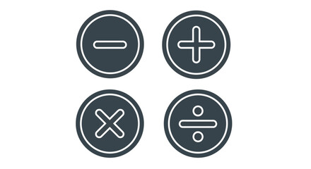 Fototapeta premium Mathematical symbols icons with plus, minus, multiplication and division signs