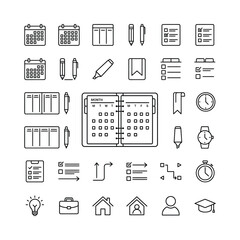 Fototapeta premium Calendar and Planner Icon Set: Organization, Productivity, and Time Management Icons
