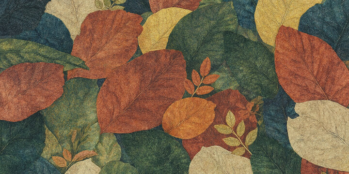 Autumn leaves pattern with textured surfaces and a rich color palette fall foliage leaf shapes