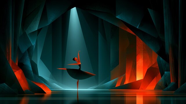 Illustration on the theme of ballet, scenery and theatre.