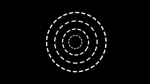 Circle loading animation with line art motion icon, loading round shape progress, interface element, smooth pixelated movement on blcak screen background, seamless 4k motion.mp4