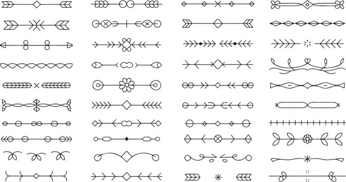 Modern Collection of Black Outline Decorative Text Dividers and Elegant Horizontal Line Elements