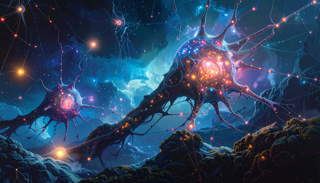 Cosmic neurons and neural network connections in deep space