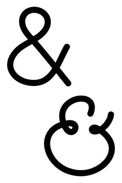 Elegant hand-drawn ampersand symbols with modern calligraphy style and decorative curves. High-resolution PNG typography graphics for branding, wedding invitations, logos, publishing, graphic design 
