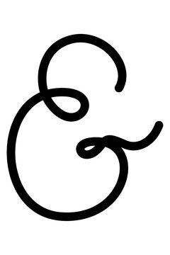 Decorative hand-drawn calligraphy ampersand symbol with elegant flowing lines. High-resolution PNG typography element for branding, luxury logos, invitations, monograms, design, journaling