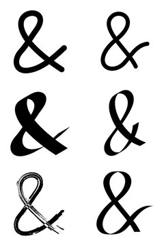 Ampersand symbol collection featuring modern, minimalist, handwritten, bold, decorative, sketchy textures styles. High-resolution PNG typography elements for branding, logos, design, journaling 