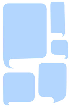Light blue speech bubble set PNG, chat message box icon collection, social media comment dialog template, transparent background. Message frames, communication elements for social media comment dialog
