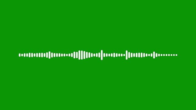 Premium white line audio waveform on green background, digital sound spectrum animation, high frequency visualization, Dynamic white audio visualizer music sound wave animation,4k video