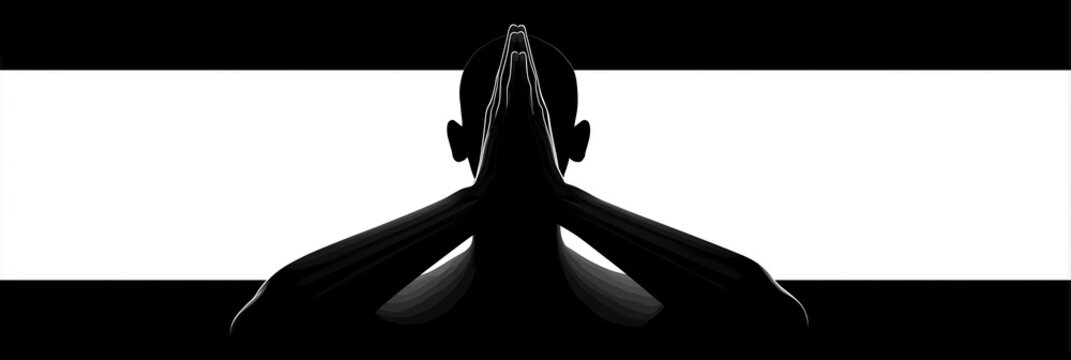 Silhouette prayer christian. Church banner backgraund.