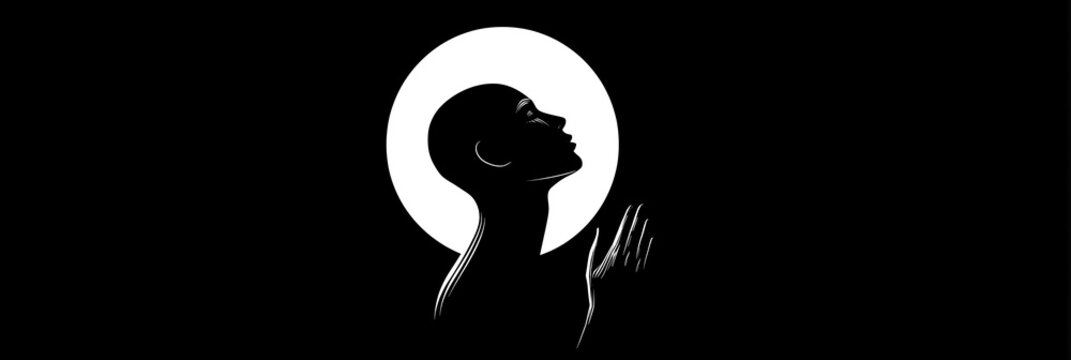 Silhouette prayer christian. Church banner backgraund.